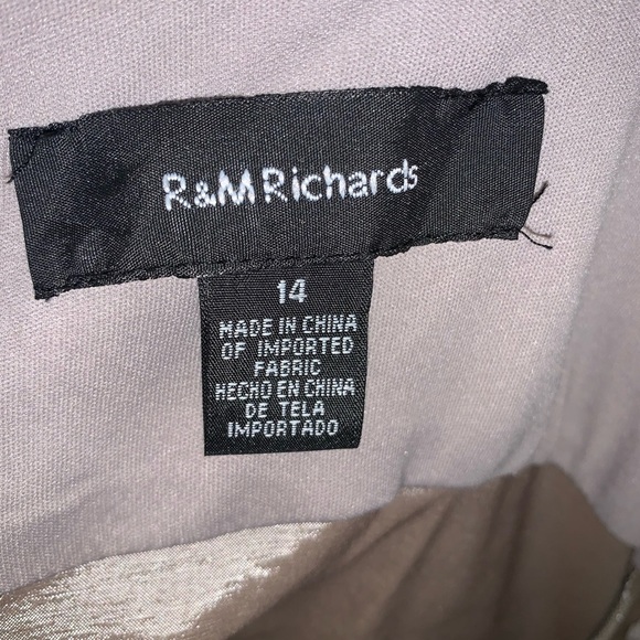 R & M Richards NWT size 14 plus size Mermaid Metallic Taupe Formal Gown wedding - Picture 5 of 15